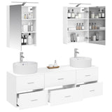 Bathroom Furniture Set 5 pcs White Engineered Wood and Glass 3406871