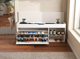 Entryway Bench with Storage,Adjustable 3-Tier Flip-Up Drawers & Hidden Cabinet,Space-Saving W1196P519994