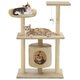 170514 Cat Tree with Sisal Scratching Posts 95 cm Beige