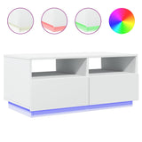 Coffee Table with LED Lights White 90x49x40 cm 839833
