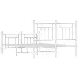 Bed Frame White Steel Double Durable Bed Frame Rectangular 353605