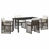 Garden Dining Set 5 pcs Brown Poly Rattan 3380630