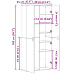 Highboard White 80x35x180 cm Engineered Wood 3276651