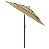 3-Tier Garden Parasol with Aluminium Pole Taupe 2.5 m 313863