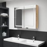 ZNTS LED Bathroom Mirror Cabinet Oak 80x12x68 cm 326515