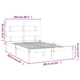 Bed Frame without Mattress Black 200x200 cm Solid Wood 3104697