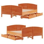 ZNTS Bed Frame without Mattress Wax Brown 120x190 cm Small Double Solid Wood Pine 3301802