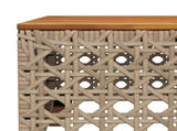Garden Table Beige 55x55x36 cm Poly Rattan Acacia Wood 365931