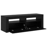 TV Cabinet with LED Lights Black Oak 120x35x40 cm Engineered Wood 862031