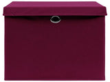 Storage Boxes with Lids 10 pcs Dark Red 32x32x32 cm Fabric 288344