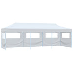 Folding Pop-up Party Tent with 5 Sidewalls 3x9 m White 48873