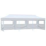 Folding Pop-up Party Tent with 5 Sidewalls 3x9 m White 48873
