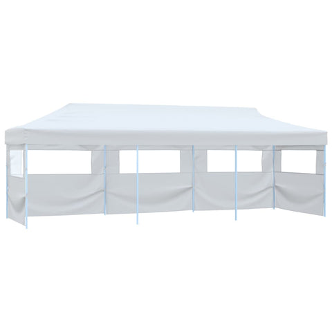 Folding Pop-up Party Tent with 5 Sidewalls 3x9 m White 48873