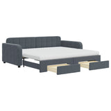 Daybed with Trundle and Drawers Dark Grey 90x190 cm Velvet 3197026