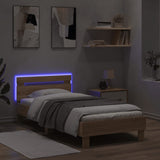 Bed Frame without Mattress with LED Lights Sonoma Oak 90x200 cm 838717