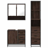 3 Piece Bathroom Furniture Set Brown Oak Engineered Wood 3301169
