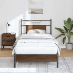 Bed Frame without Mattress Brown Oak 75x190 cm Small Single Engineered Wood 4106988