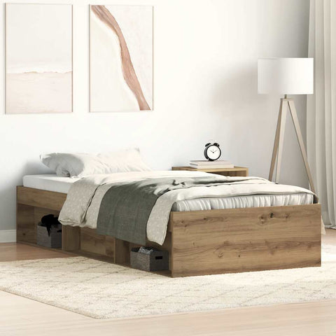 ZNTS Bed Frame without Mattress Artisan Oak 75x190 cm Engineered Wood 3329310