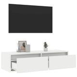 TV Cabinet with LED Lights White 100X35.5x25 cm 860238