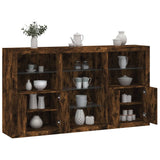 Sideboard with LED Lights Smoked Oak 181.5x37x100 cm 3209181