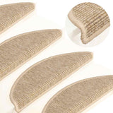 Stair Mats 15 pcs 56x17x3 cm Light Beige Half Round 326897