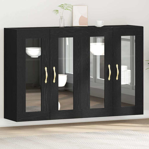 Wall Mounted Cabinet 2 pcs Black oak 69.5 x 34 x 90 cm 3334319