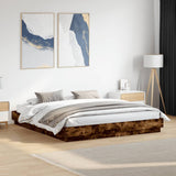 Bed Frame with LED without Mattress Smoked Oak 200x200 cm 3209769