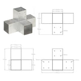 Post Connectors 4 pcs X Shape Galvanised Metal 91x91 mm 145476