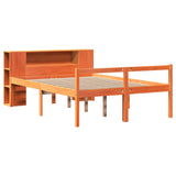 ZNTS Bookcase Bed without Mattress Wax Brown 150x200 cm King Size Solid Wood 3321984