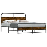 Bed Frame Without Mattress 150x200 cm Smoked Oak Engineered Wood 4100376