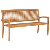 Garden Bench Teak Fine sanded teak hardwood 159cm Stackable 49389