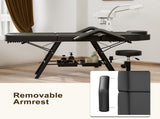 Salon Beauty Bed and Hydraulic Stool, Adjustable 3-Section Massage Table w/Detachable Head Cushions, 33915374