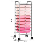 10-Drawer Mobile Storage Trolley Ombre Pink Plastic 320404