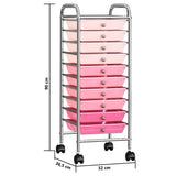 10-Drawer Mobile Storage Trolley Ombre Pink Plastic 320404