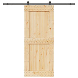 Sliding Door with Hardware Set 95x210 cm Solid Wood Pine 3332722