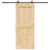 Sliding Door with Hardware Set 95x210 cm Solid Wood Pine 3332722
