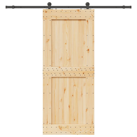Sliding Door with Hardware Set 95x210 cm Solid Wood Pine 3332722