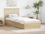 Bed Frame Sonoma Oak and Silver 70 x 190 cm Engineered Wood 3411370