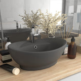Luxury Basin Overflow Oval Matt Dark Grey 58.5x39 cm Ceramic 146939