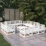 ZNTS 13 Piece Garden Lounge Set White Solid Wood Pine 3075295