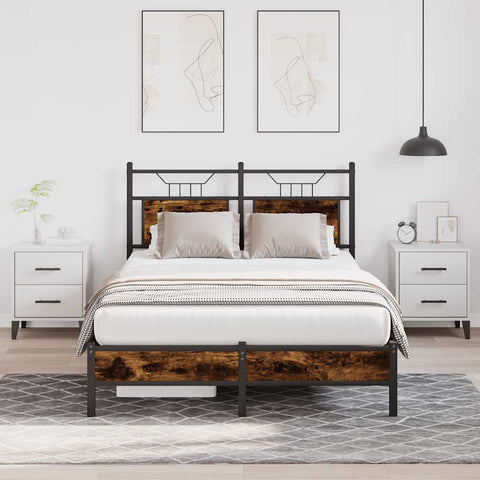 Bed Frame without Mattress Smoked Oak 120x190 cm Small Double Engineered Wood 4106887