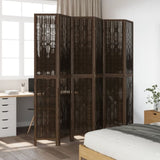 Room Divider 6 Panels Dark Brown Solid Wood Paulownia 358668