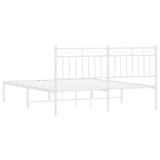 Metal Bed Frame without Mattress with Headboard White 150x200cm 373742