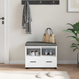 Hall Bench White 60 x 38 x 46 cm Engineered Wood and Fabric 891448