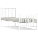 Metal Bed Frame without Mattress with Footboard White 75x190cm 350939