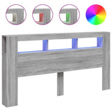 LED Headboard Grey Sonoma 200 cm Engineered Wood 837370