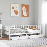 Daybed with Drawers without Mattress White 90x190 cm Single Solid Wood 3302131