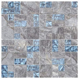 Mosaic Tiles 22 pcs Grey and Blue 30x30 cm Glass 327310