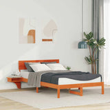 Bed Frame with Headboard Wax Brown 140 x 190 cm Solid Pine Wood 873453