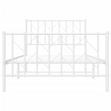 Metal Bed Frame without Mattress with Footboard White 100x190cm 374498